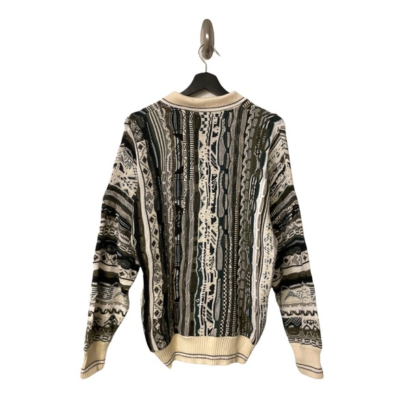 SOLD Alfani Vintage Coogi Style Pullover Polo 3D Textured Sweater Size Small - Picture 3 of 5